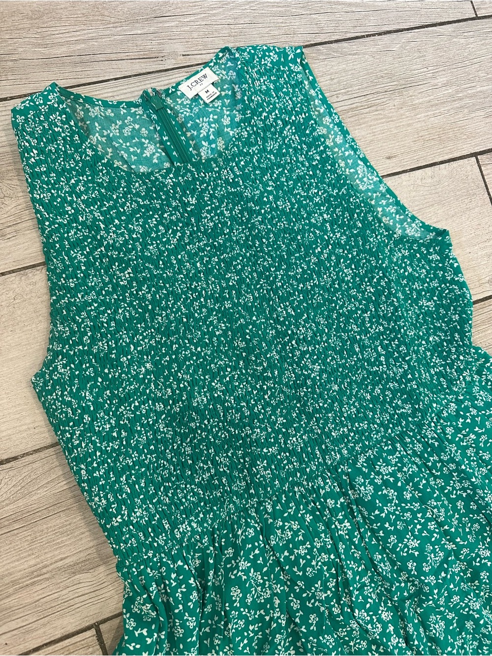J crew size medium green Floral Sleeveless Midi Dress with pockets - Picture 5 of 8
